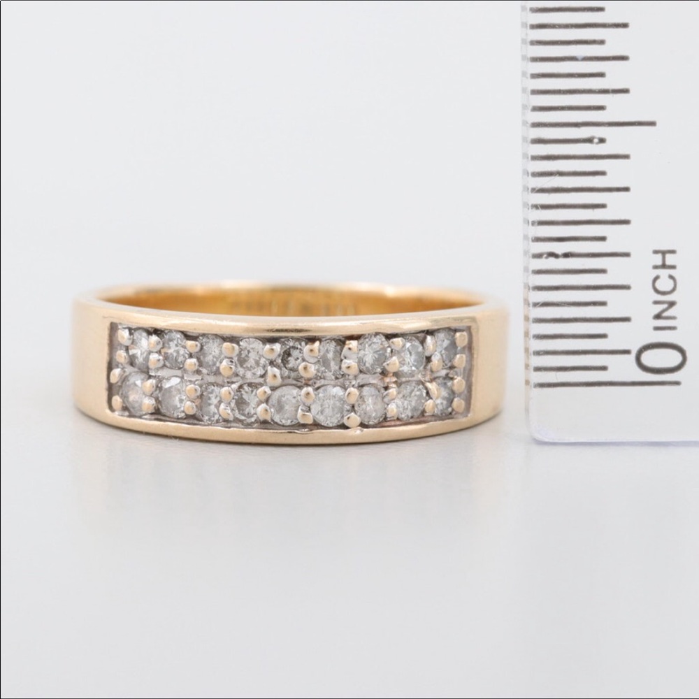 *Solid 10k Double Row .50 Ctw Diamond Ring - image 2